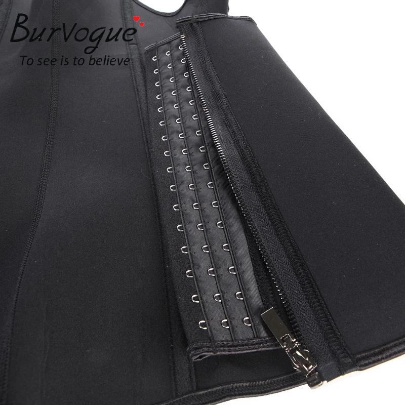 

Burvogue Shaper Neoprene Sauna Sweat Vest with Zipper Waist Trainer Women Slimming Steel Boned Waist Corset Push Up Trainer