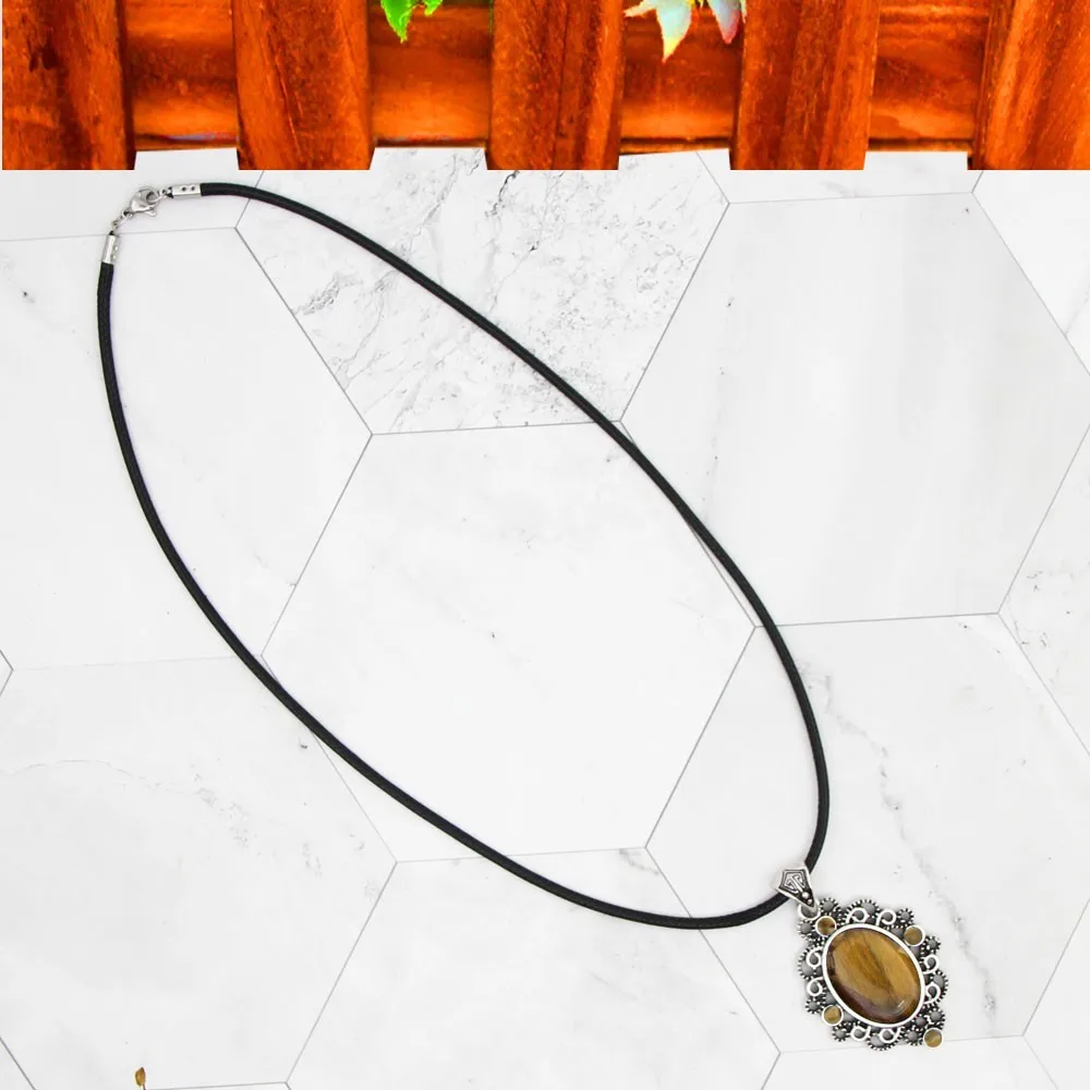 Tiger Eyes Natural Stone Crystal Necklace Earrings Jewelry Sets Vintage Look Antique Silver Plated Fashion TS464|Ювелирные наборы| |
