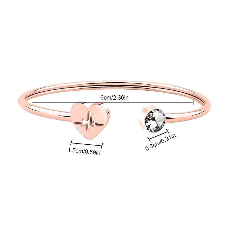 New Fashion Adjustable Crystal Heart Cuff Opening Bracelet Women Jewelry Gift Accessories Bangles Charming girls gift love | Украшения и