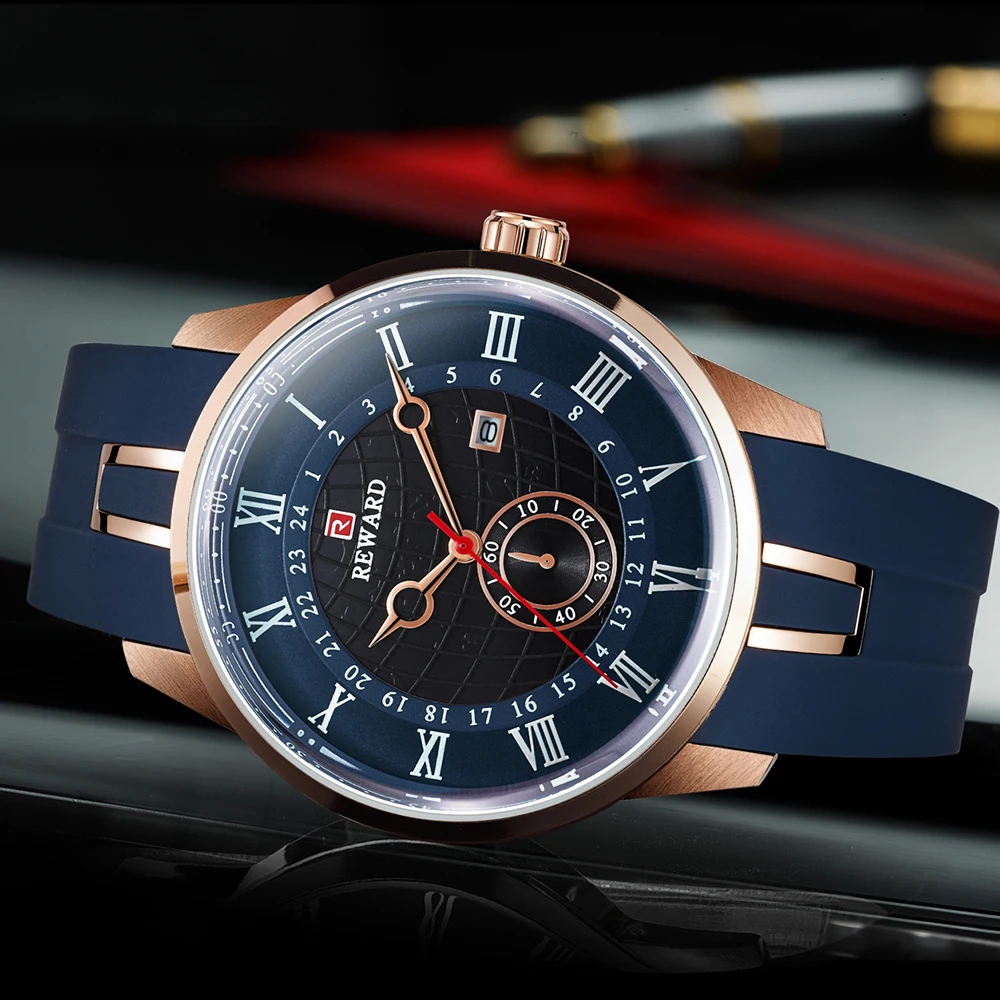 REWARD Luxury Brand Fashion Men's Watch Quartz Wrist Men Waterproof Military Clock Male Silicone Strap Relogio Masculino | Наручные