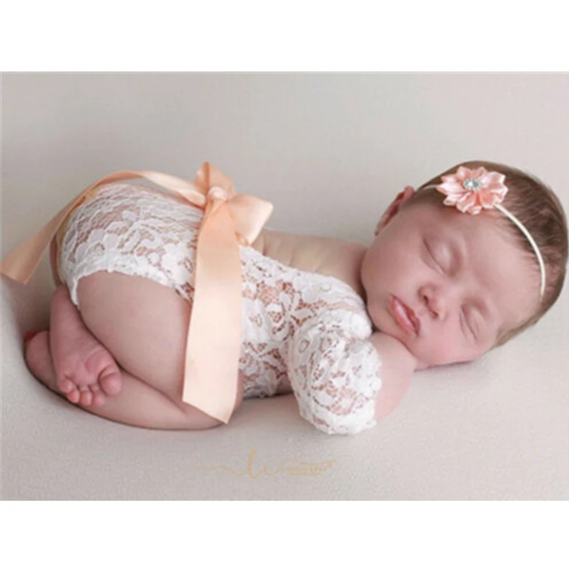 Кружевная одежда для фотосъемки новорожденных с открытой спиной маленьких