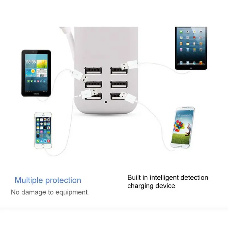 Сетевой фильтр 3A/5V AC Розетка ЕС/Великобритания/США Plug 6 USB универсальное зарядное