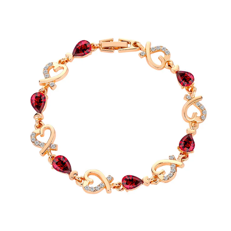5Colors Romantic Heart Bracelets for Women Gold Color Crystal Charm Bangles wedding Jewelry bracelet femme Bijoux | Украшения и