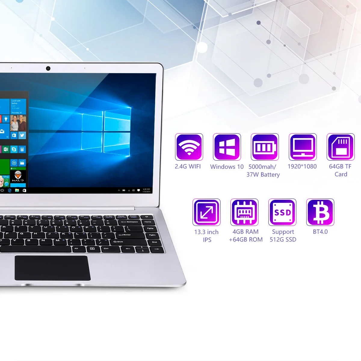 Great Wall W1333A ультратонкий ноутбук 13 3 &quotоконные рамы 10 шт. Intel Celeron N3350 2 4 ГГц Гб 64 1920*1080