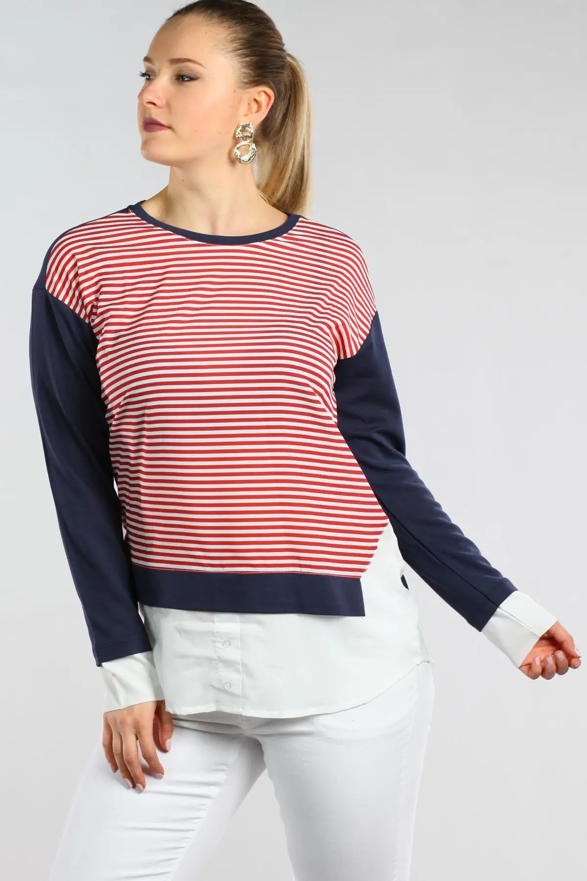 Sans Textile Женская темно-синяя рубашка Looking Tunik 65N9804 |