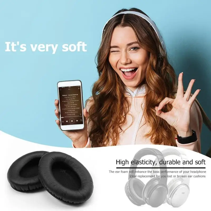 1 пара черный Внутренняя кожа Подушечка для наушников Подушка Bose QC25