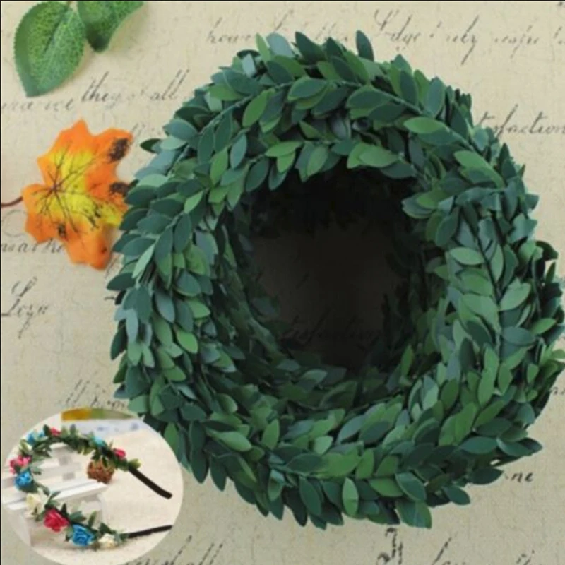 7 5 м зеленый лист из железной проволоки искусственный венок ротанга для