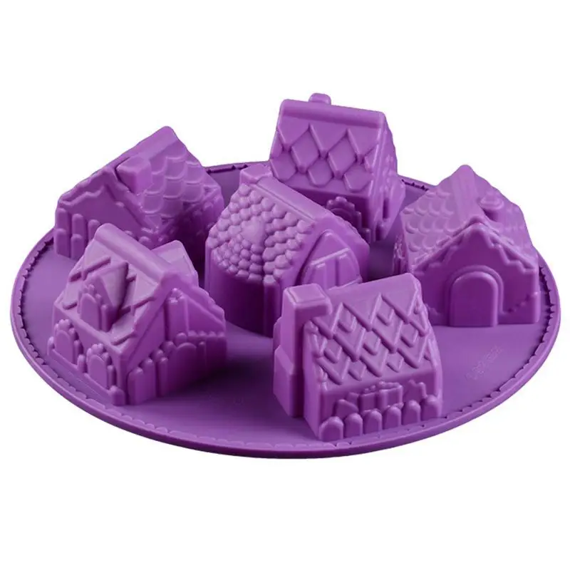 6 cavity силиконовый 3D Рождественский пряничный домик торта пресс форма для дома