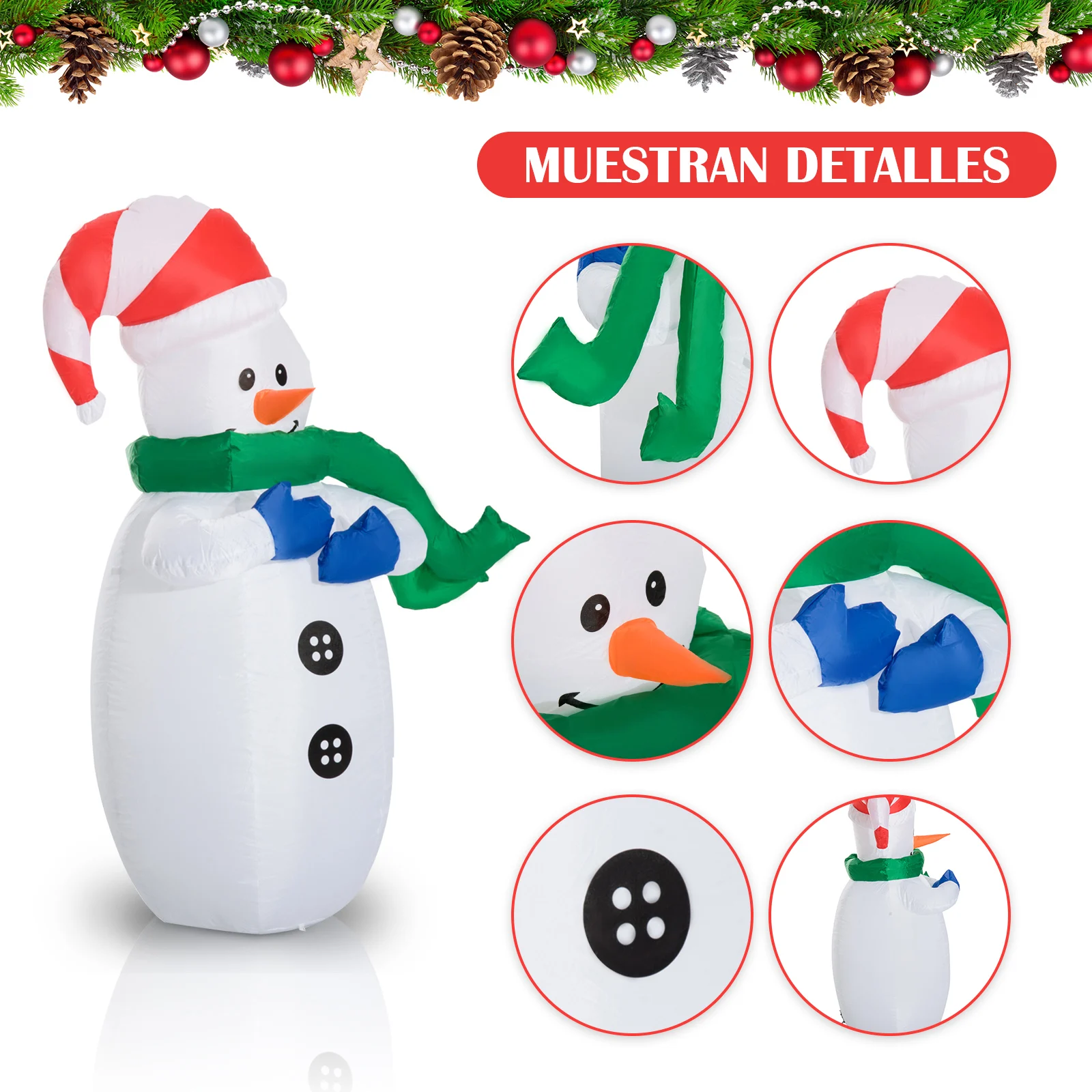 HOMCOM Muneco де Nieve Hinchable Decoracion Navidena светодиодное освещение Navidad внешний интерьер Jardin