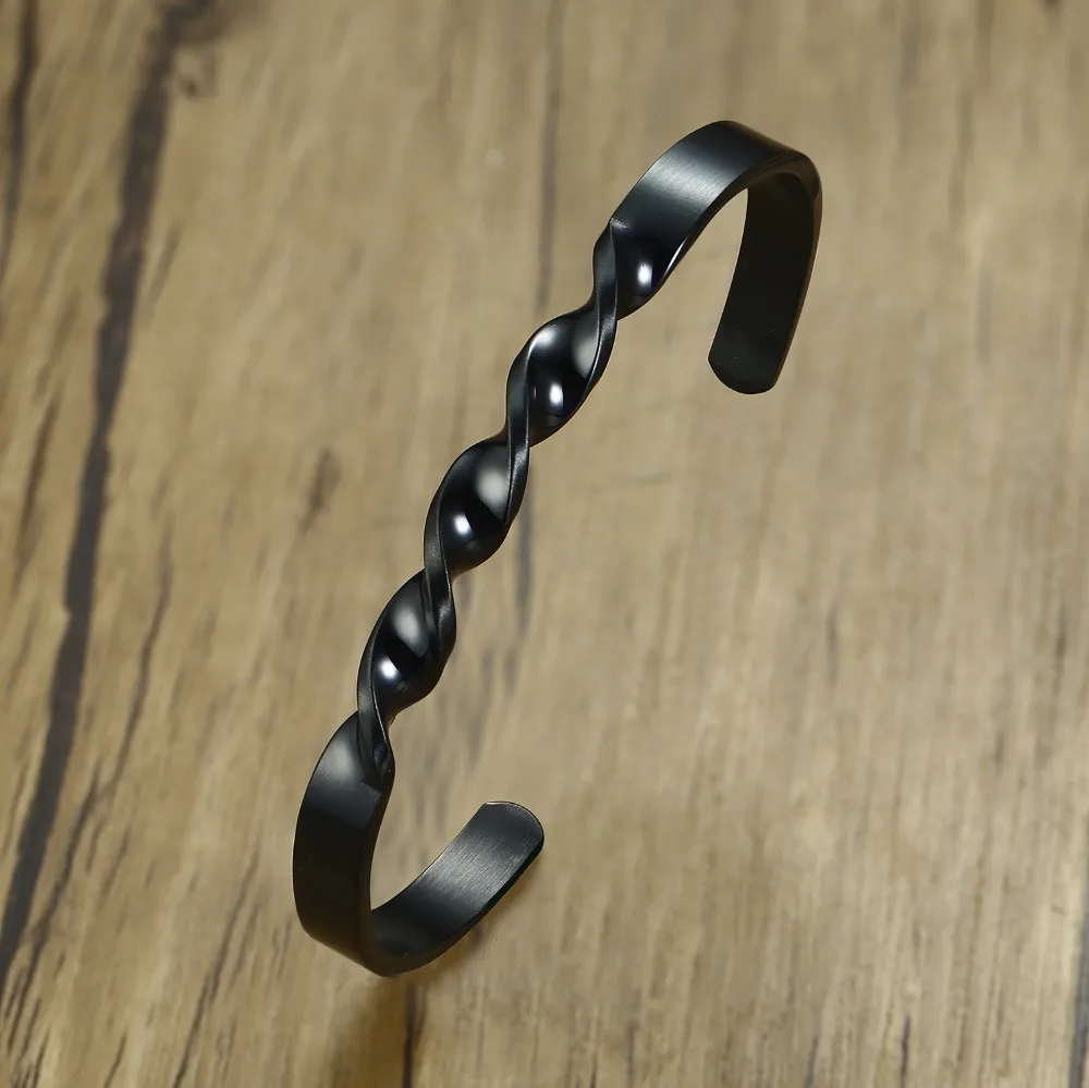 6 мм полувитой черный браслет из нержавеющей стали|Браслеты| |