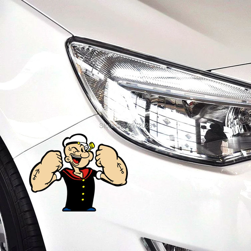 Новейший мультяшный стиль автомобиля забавные Popeye the Sailor Muscle украшения бампер кузова автомобиля наклейки автомобиля узор винил
