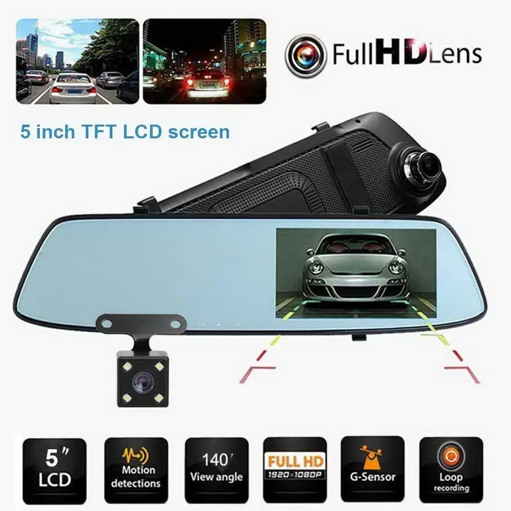 Anytek T77 7 ''двойная Len Автомобильная DVR камера Full HD 1080P с сенсорным экраном Dash Cam