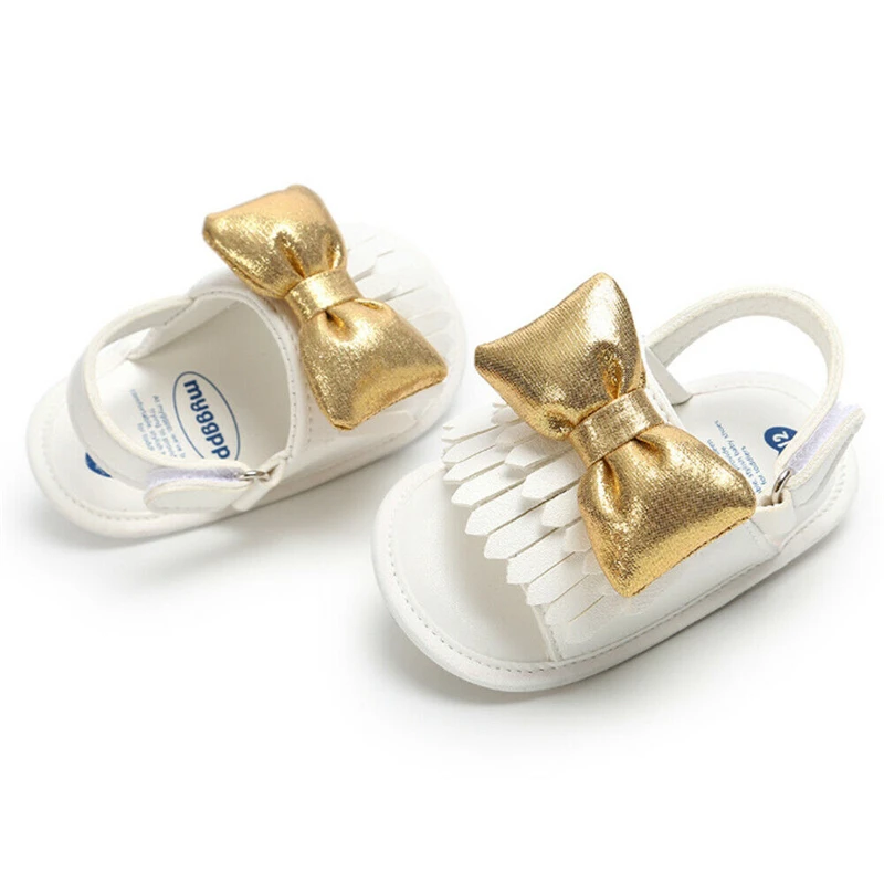 Детские сандалии с бантом и бахромой мягкая кожа для прогулок летняя