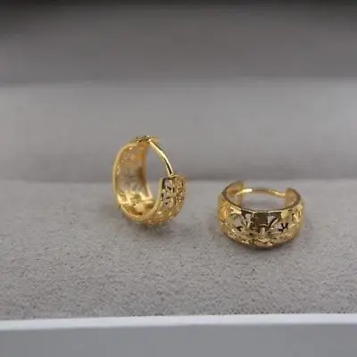 Pure Au750 18K желтое золото женские полые серьги кольца 1 5 2g 13x6mm|Серьги-кольца| |