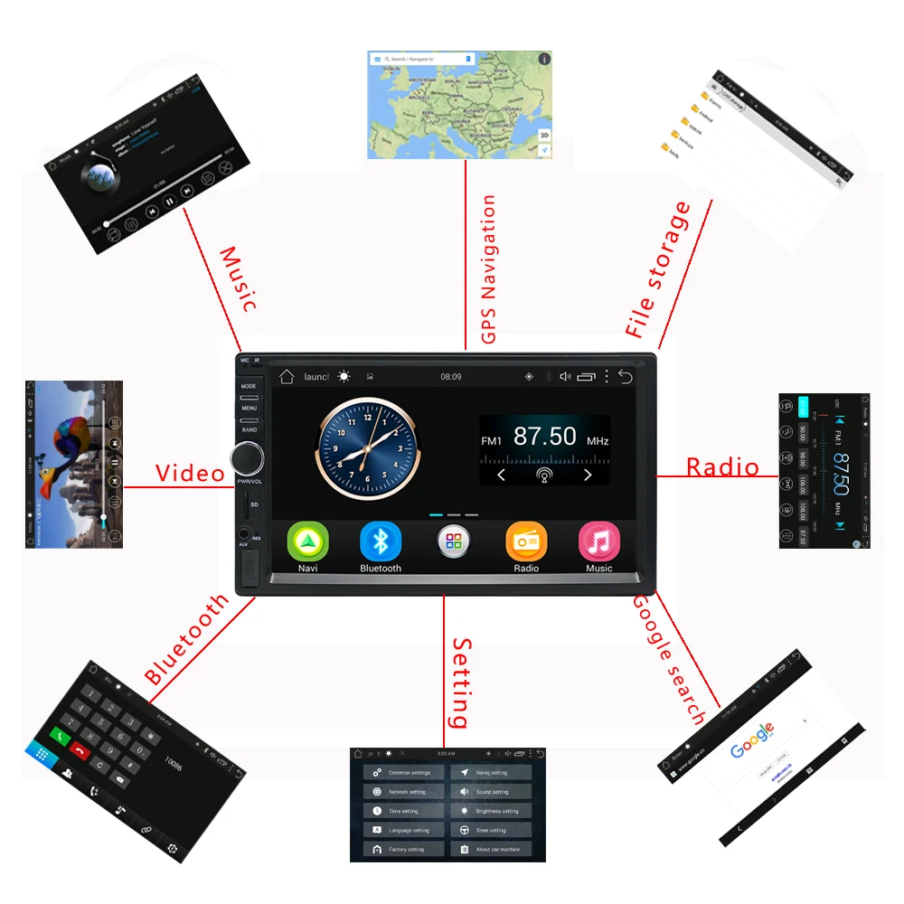 Podofo 2 Din Android автомобильный Радио Стерео 7 &quotАвтомобильный плеер gps навигация WIFI