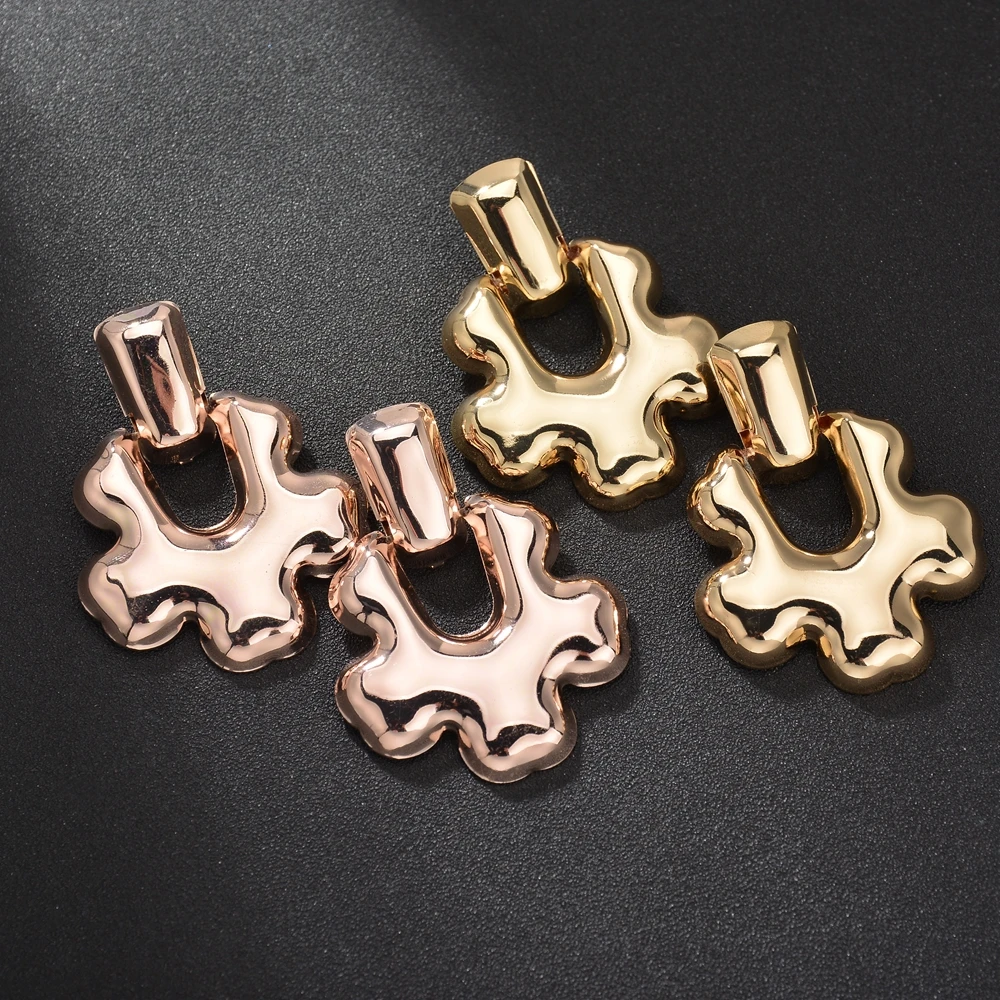 Женские серьги-капли GEREIT золотистые крупные металлические серьги с цветком 2019 |