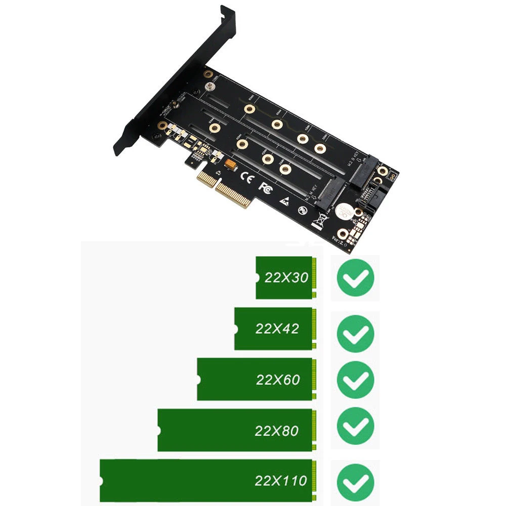 M.2 Nvme SSD NGFF к PCI-E X4 3 0 PCB адаптер M ключ B двойной интерфейс переходная карта с