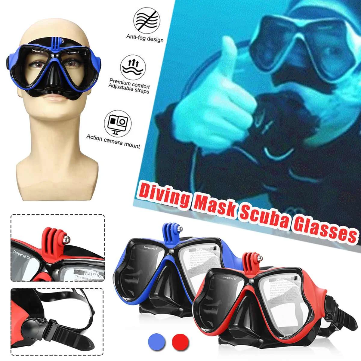 Professional Scuba Diving Mask Anti-fog Snorkel Swimming Goggles Glasses for GoPro Little ant Sports Camera Underwater Parts | Спорт и