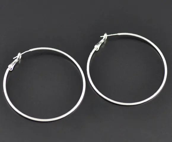 5 Pairs Silver Plated Women Hoop Earrings 55x50mm (B09192) | Украшения и аксессуары