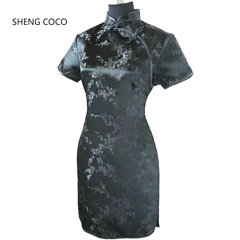 SHENG COCO традиционное китайское платье Mujer Vestido женское атласное Qipao Мини Cheongsam