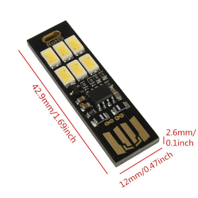 5 шт. теплый белый 1 Вт 50LM мини T-ouch переключатель USB Mobile Power Camping LED жесткая полоса