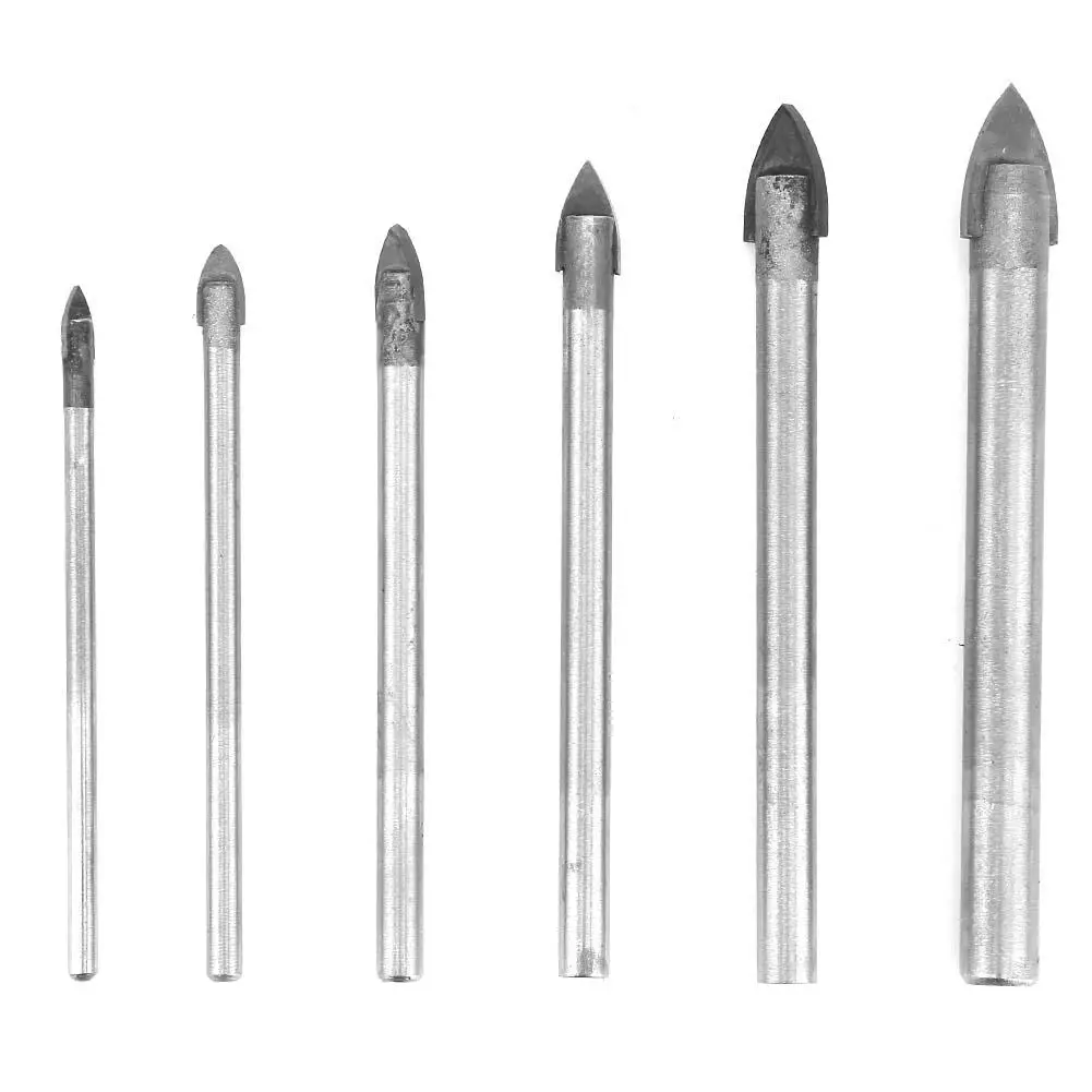 

6pcs 3/4/6/8/10mm Round Shank Triangle Drill Bits Set Hole Saw Cutter for Glass Tile Carbide Triangle Drill Bit with Box 2019