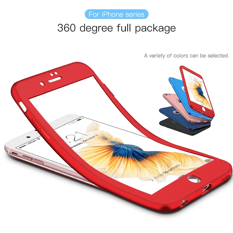 Phone Case for iPhone 8 7 6S 6 Plus Soft TPU Front Back 360 Degree Full Body Cover Apple X XS Max XR Tempered Glass |