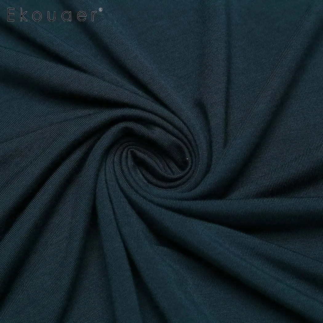 Ekouaer ночная рубашка с v-образным вырезом Женская летняя однотонное платье для сна