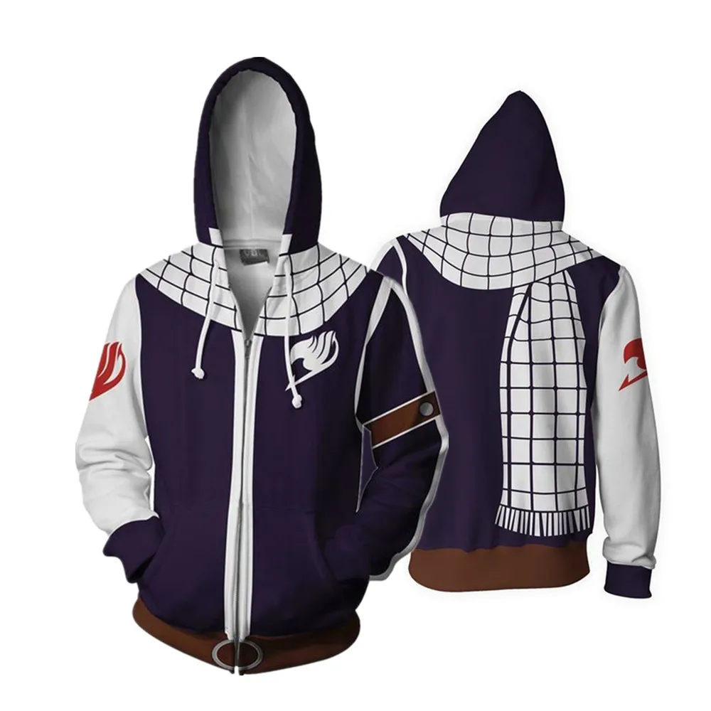 

Толстовка с капюшоном в стиле японского аниме "Фея хвоста", мужские и женские топы, Женская куртка на молнии, свитшот, пальто, костюм