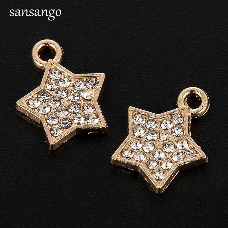 

Sansango 10pcs Star Charms 11x8mm Crystal Charm Pendants Fit DIY Fashion Jewelry Handmade Necklace Bracelet Charm Finding