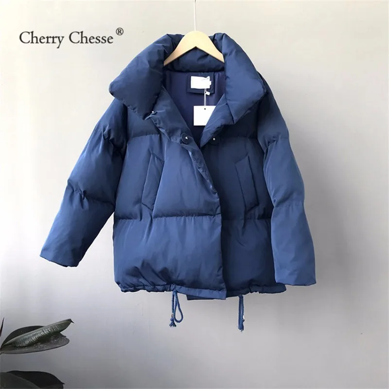 Cherry Chesse Harajuku для женщин Зимняя парка с длинными рукавами и отложным воротником