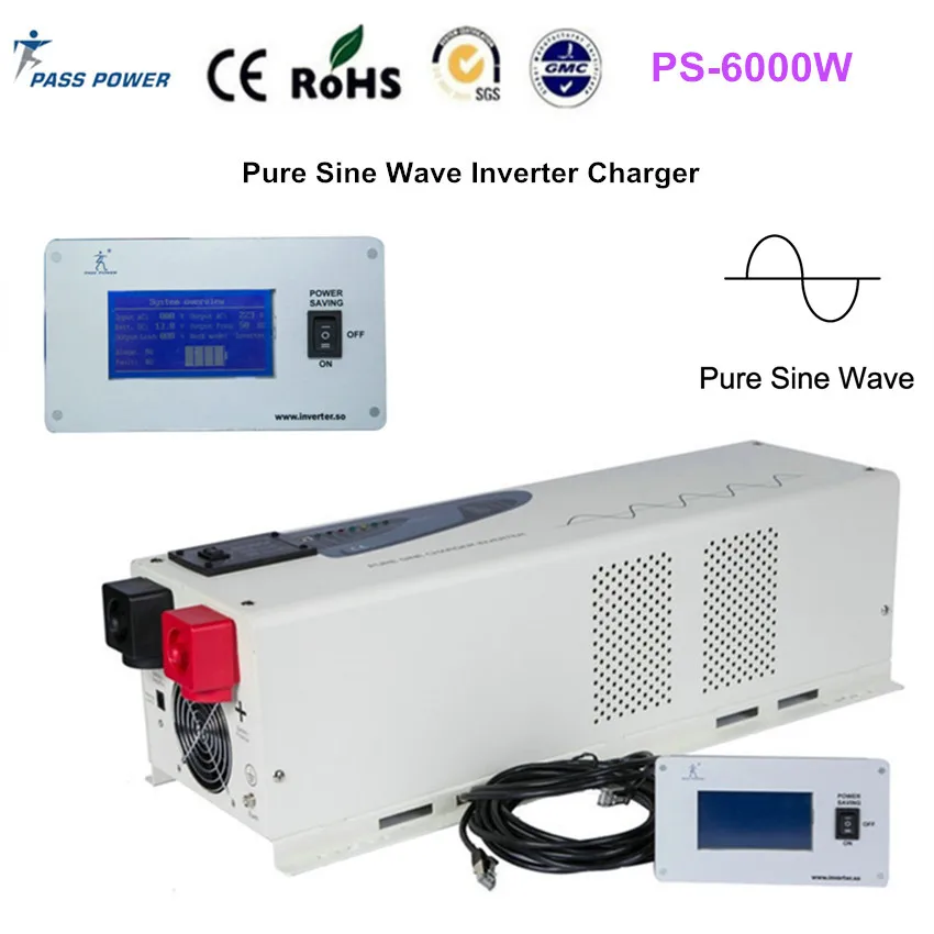 

Price for LCD/LED display pure sine wave dc to ac 24V/48V 6000w/6kw inverter with charger for factory hot sell
