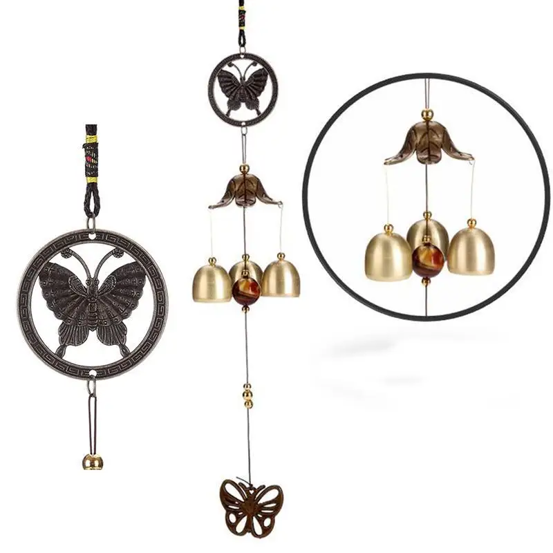 WINOMO Retro Copper Wind Chime Metal Aeolian Bells Butterfly Style for Patio Porch Garden Backyard | Дом и сад