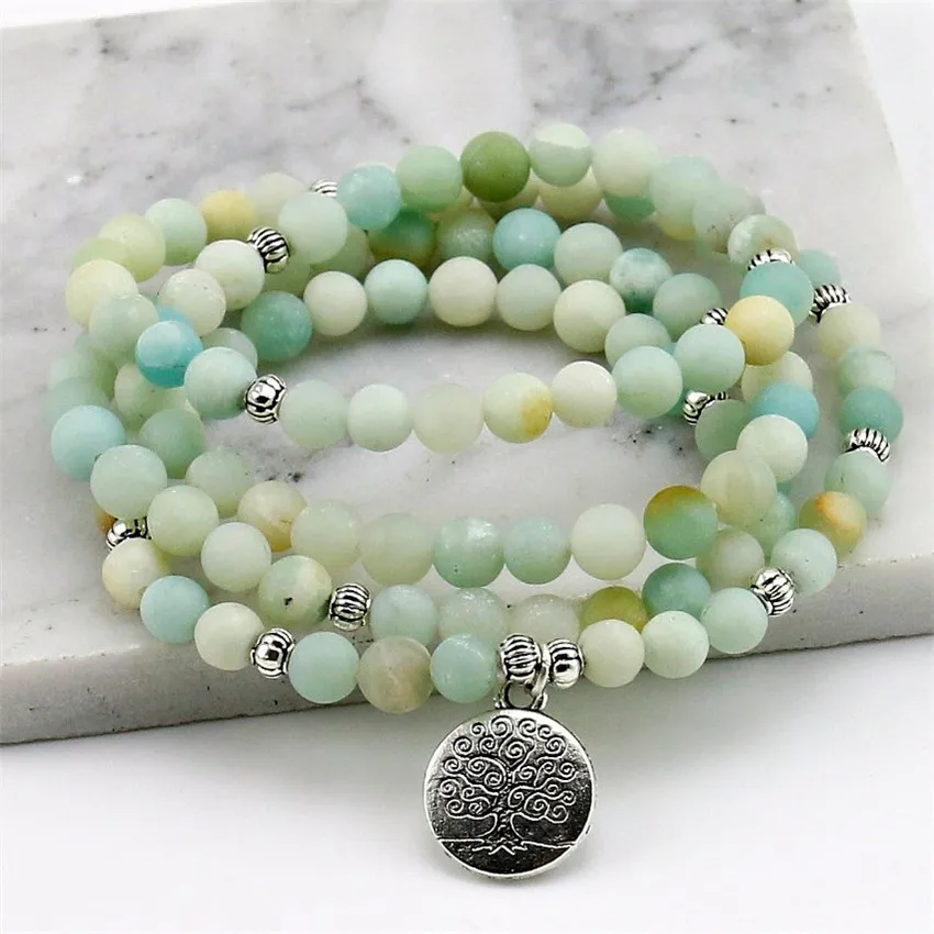 Матовый Амазонит 6 мм браслет для молитв бисер дерево жизнь 108 амазонита малы