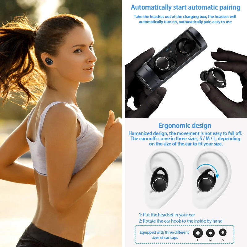 Беспроводная бинауральная Bluetooth V5.0 гарнитура с сенсорным управлением TWS