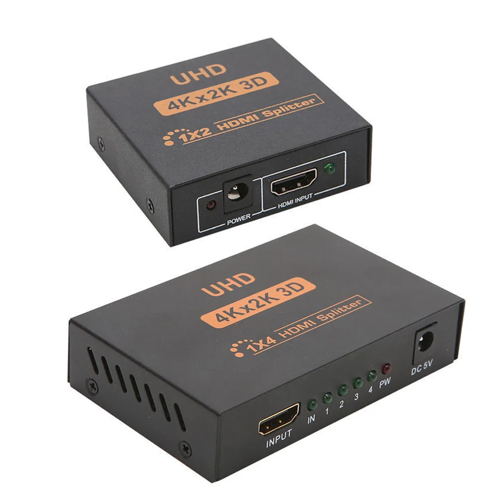 Ultra HD 3D усилитель видеосигнала Box кабель 1080 P ретранслятор 1x4/1X2 4 к * 2 HDMI Сплиттер