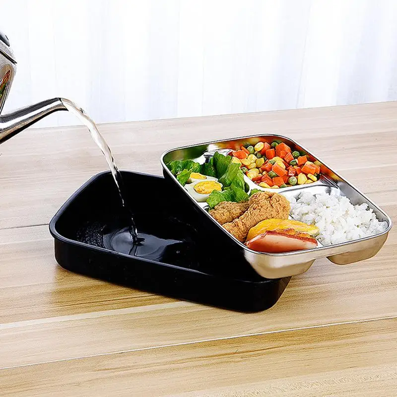 4-Grid Lunch Box Stainless Steel Food Storage Double Sealed Insulated Bowl Men Women Leak-Proof Bento Container | Дом и сад