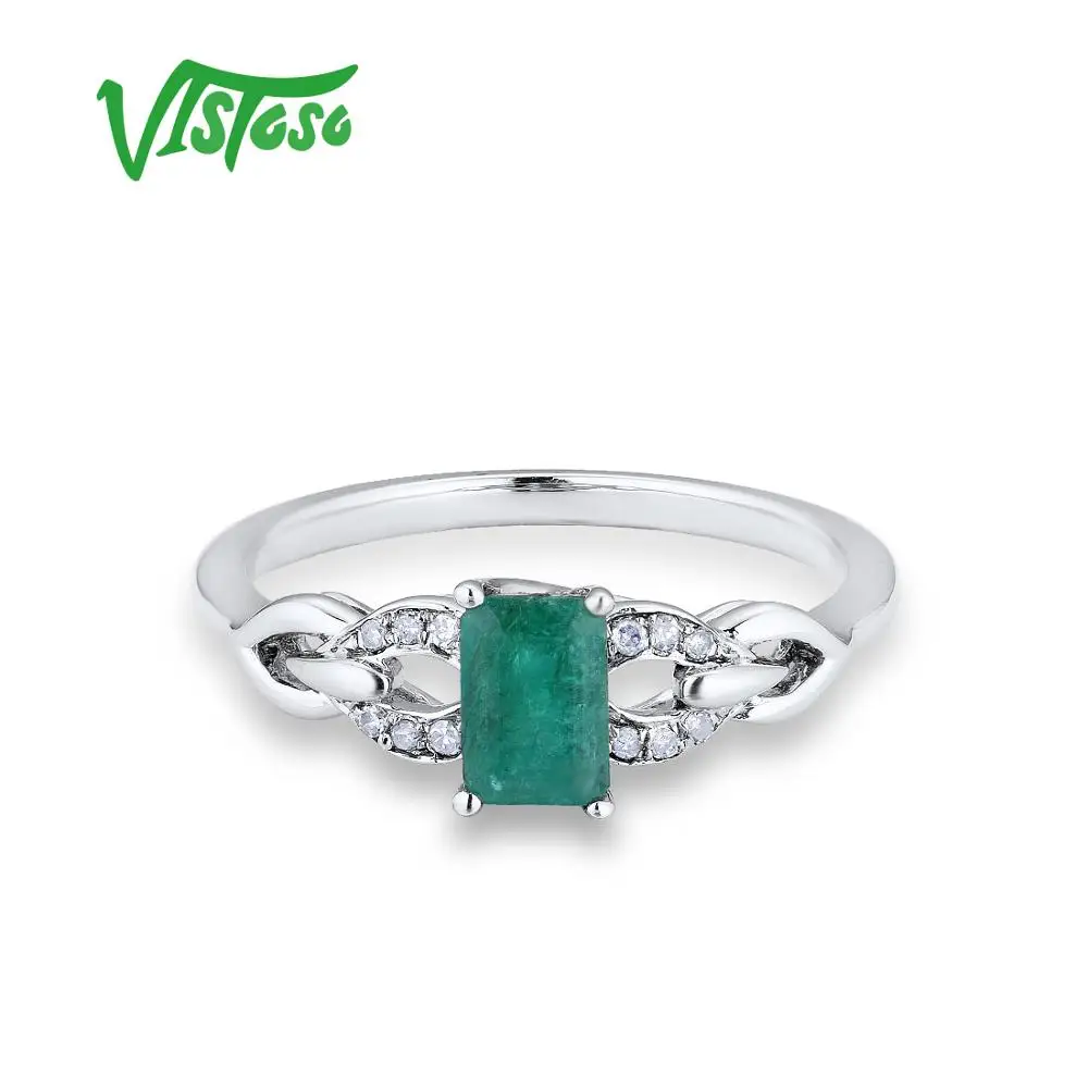 VISTOSO Pure 14 K 585 кольца из белого золота для женщин кольцо сверкающие алмазные