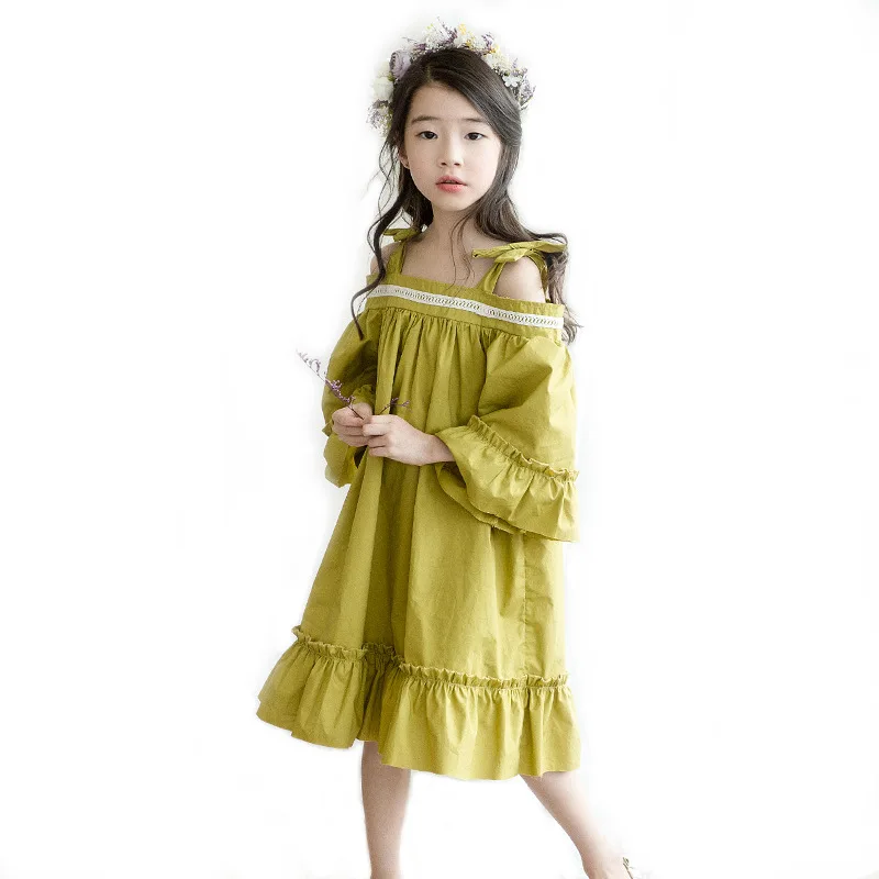white lace chiffon age for 6 - 16 yrs teenage girls loose frocks summer short sleeve evening party dress simple children clothes | Детская