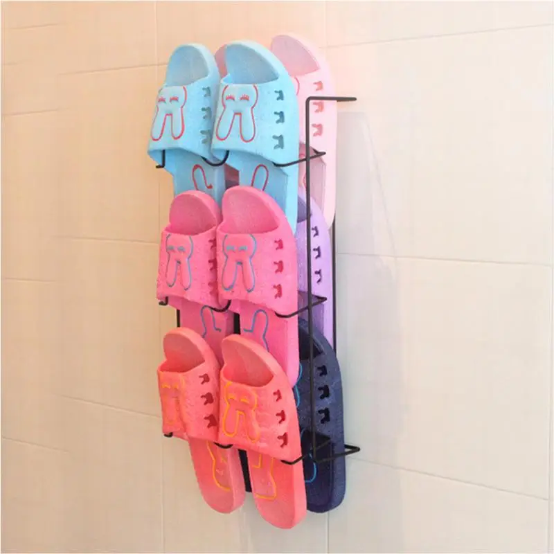 Многослойная обувь стойки настенное крепление Тапочки висит полка тапочки