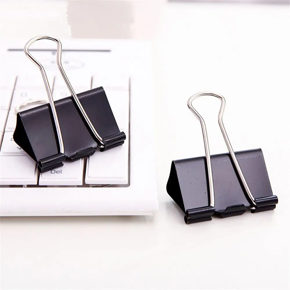 12pcs Binder Paper Clips 19/25/32/41mm Black Metal Tickets Photos Grips Document Clamp Office School Binding Supply|Скребки| |