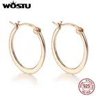 Женские серьги-кольца овальной формы из стерлингового серебра 925 пробы, цвет розовое золото, Подарочная бижутерия CQE478