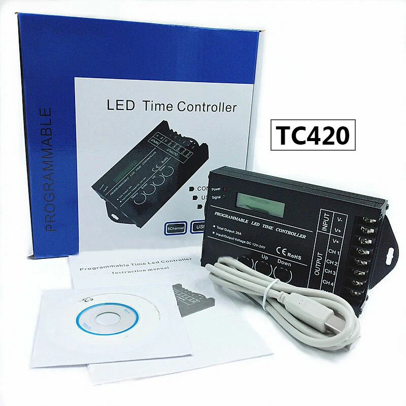 DC12 DC24V TC420/TC421 WiFi time programmable led controller dimmer RGB aquarium lighting timer input 5 channels for strip | Лампы и