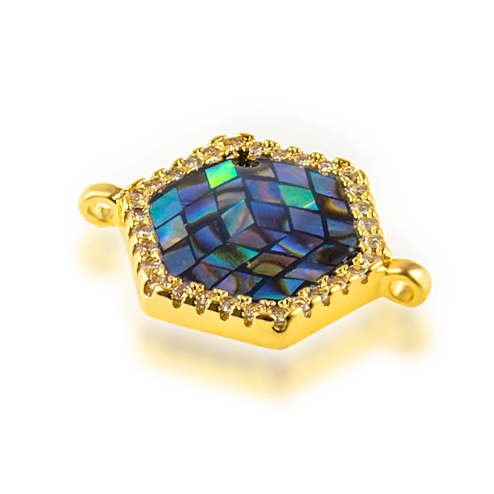 20*14mm Pentagonal High Quality DIY Bracelet Jewelry Accessories Making Necklace Pendant Connector Abalone Shell Copper Zirconia | Украшения