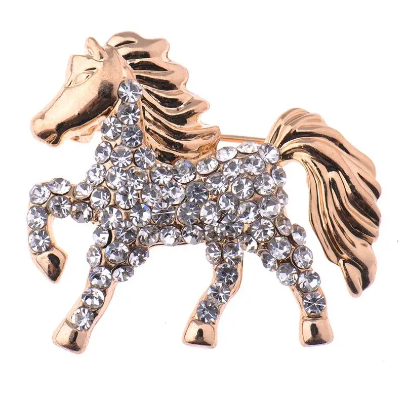 Белое чудо лошадь на удачу эмаль броши для женщин и мужчин сплав животных со