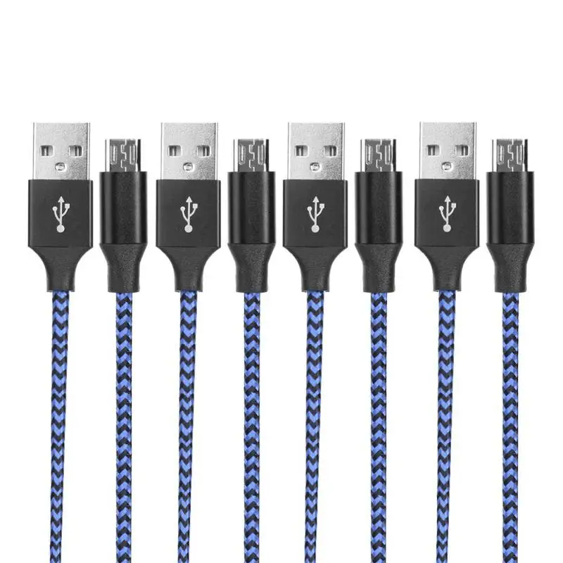 Синий Micro USB нейлоновый Плетеный 5 V 2A зарядный кабель для передачи данных