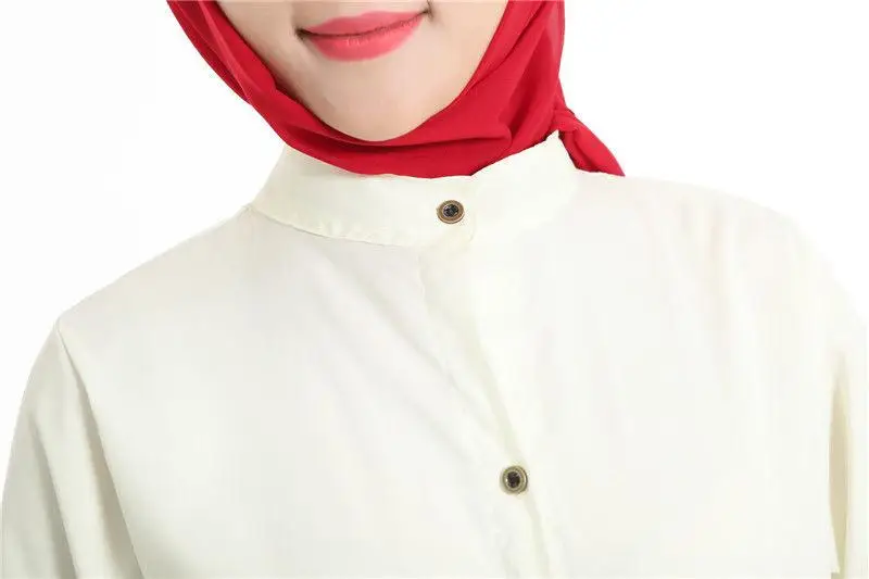 

Women Lady Muslim Loose T-shirt Short Dress Caftan Clothing Dress Abaya Jilbab Casual Turkey Single-breasted Knee-Length Pockets