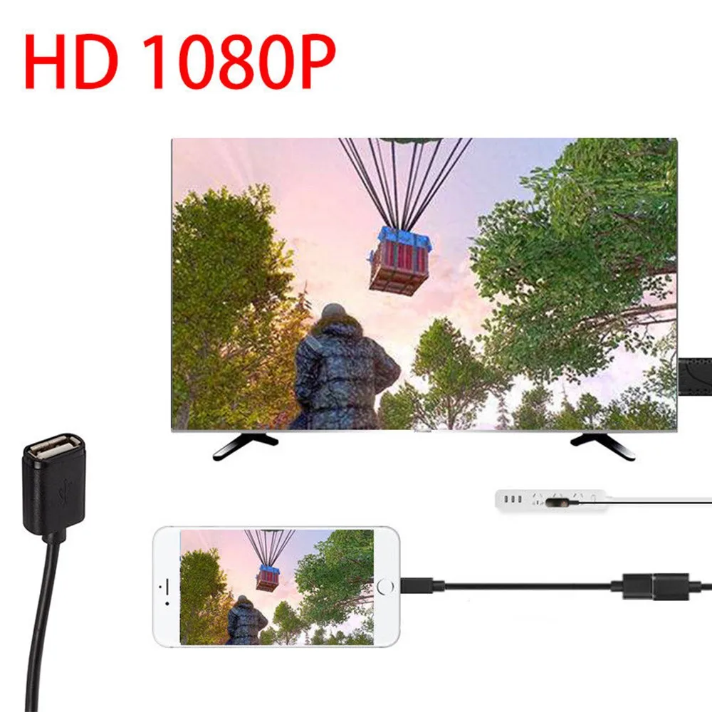 Цифровой av тв кабель 1080P HDMI к USB гнездовой/мужской адаптер отверстие для HD ТВ