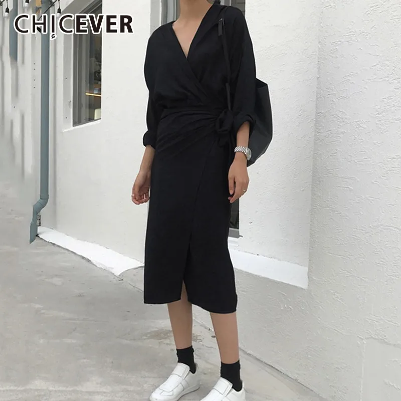 Женское асимметричное Бандажное платье CHICEVER корейское свободное Повседневное с