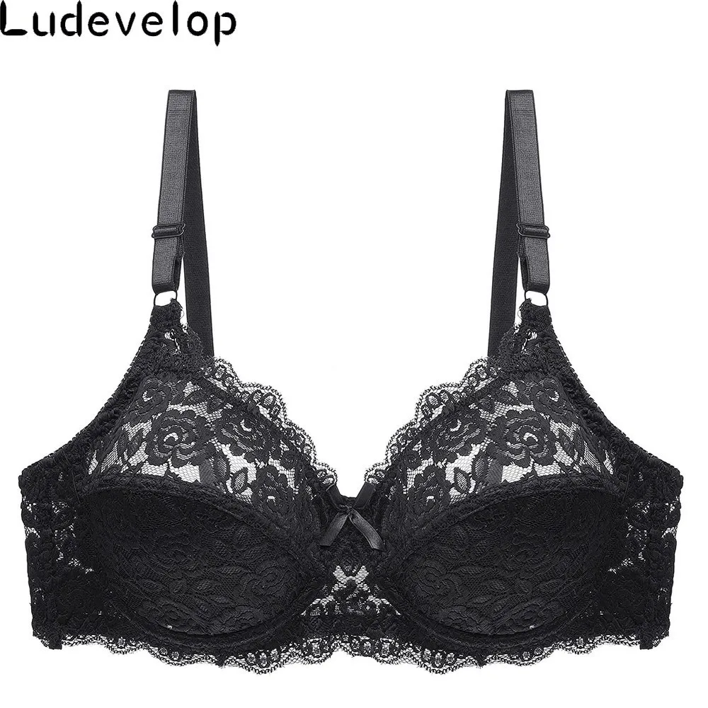 

Plus Size C D E Cup Bra Sexy Push Up Brassiere Fashion Soft Lace Bra 3/4 Large Thin Female Lingerie Deep V Sexy Bras For Women